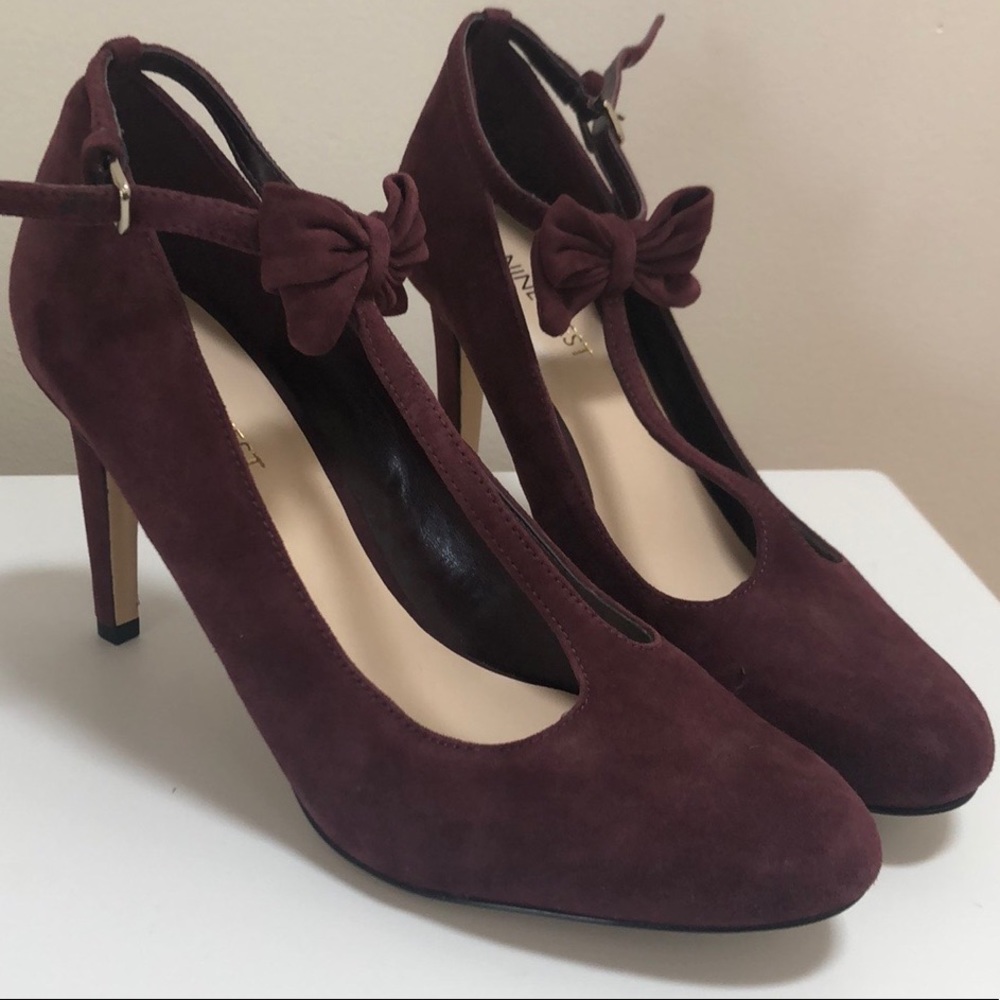 NWT NINE WEST purple velvet bow heels - Picture 2 of 7